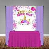 Unicorn Floral 5x6 Table Banner Backdrop/ Step & Repeat, Design, Print and Ship!