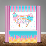 Ice Cream Gender Reveal ”What’s the Scoop” 6X6 Table Banner Backdrop with 6ft Table Wrap, Design, Print & Ship!