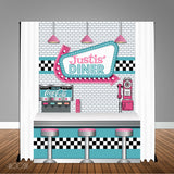 1950's Diner  6X6 Table Banner Backdrop with 6ft Table Wrap/ Step & Repeat, Design, Print and Ship!