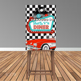 50s Diner 6x6 Table Banner Backdrop with 8ft Table Wrap/ Step & Repeat, Design, Print and Ship!