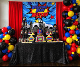 Comic Superhero themed 5x6 Table Banner Backdrop Design, Print and Ship!