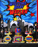 Comic Superhero themed 5x6 Table Banner Backdrop Design, Print and Ship!