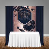 Navy and Rose Gold Wedding Bridal Shower 5x6 Table Banner Backdrop, Design, Print & Ship!