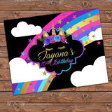 Black Unicorn 6x8 Banner Backdrop/ Step & Repeat Design, Print and Ship!