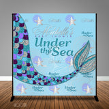 Mermaid Under the Sea Themed 8x8 Banner Backdrop/ Step & Repeat Design, Print and Ship!