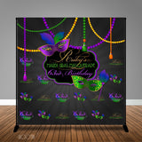 Mardi Gras Masquerade Themed Banner Backdrop/ Step & Repeat Design, Print and Ship!