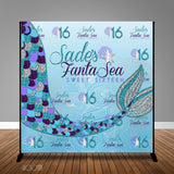 Mermaid Under the Sea Themed 8x8 Banner Backdrop/ Step & Repeat Design, Print and Ship!