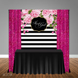 Stripes and Floral 5x6 Table Banner Backdrop/ Step & Repeat, Design, Print and Ship!