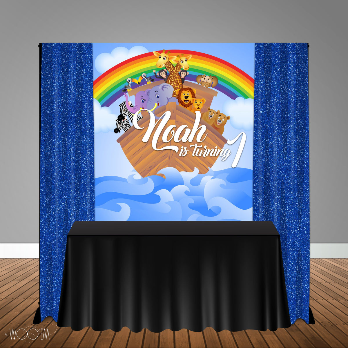 Noah's Ark Themed 5x6 Table Banner Backdrop/ Step \u0026 Repeat, Design, Pr –  Woo'em Design, image size:1200x1200