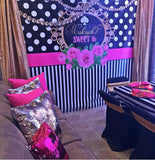 Stripes Dots Sweet 16, 8x8 Backdrop / Step & Repeat, Design, Print and Ship!
