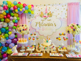 Unicorn with Stars and Rainbow 5x6 Table Banner Backdrop/ Step & Repeat, Design, Print and Ship!