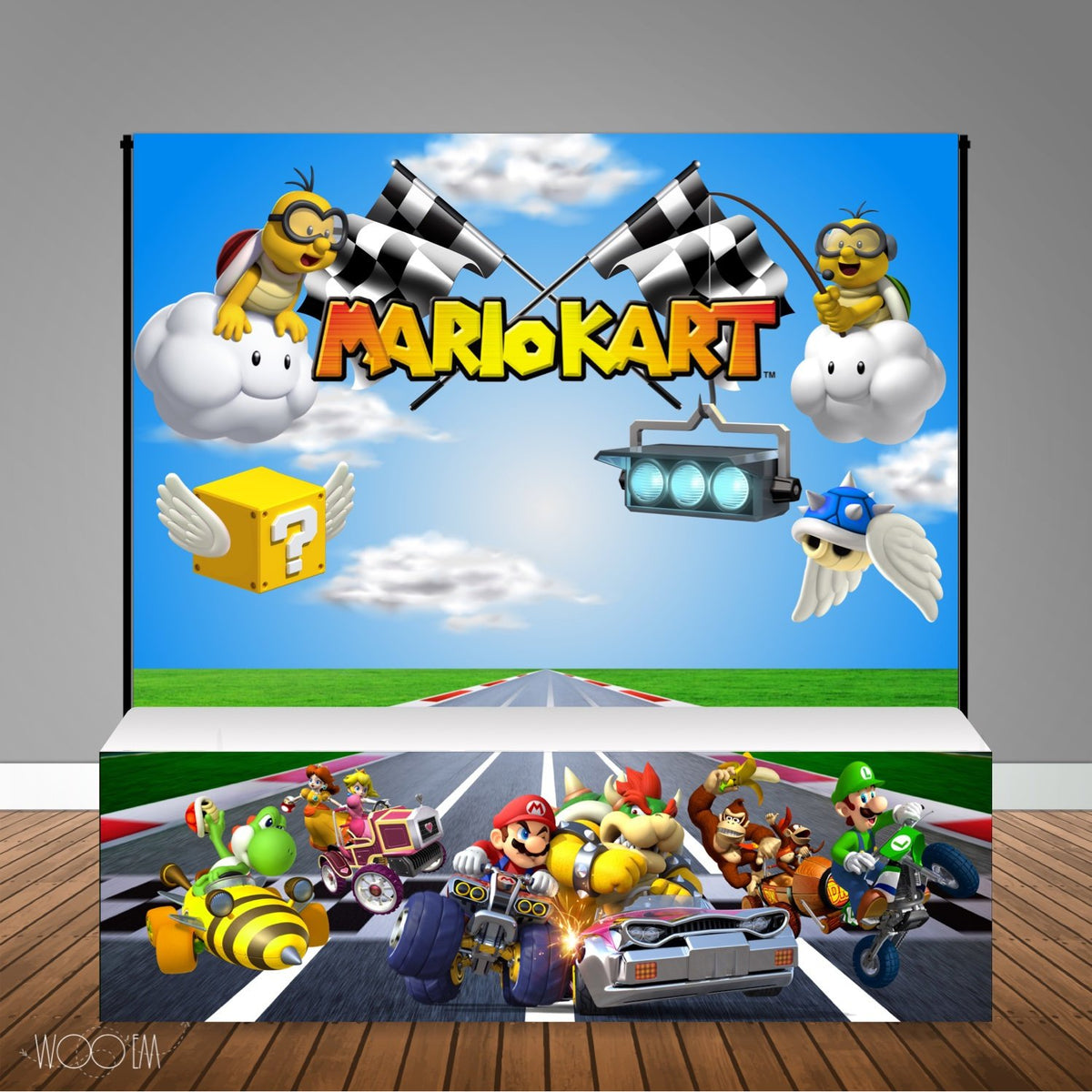 MarioKart 8x8 Table Banner Backdrop with 8ft Table Wrap/ Step Repeat, Design, Print and Ship!
