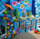 Baby Shark 6X6 Table Banner Backdrop with 6ft Table Wrap/ Step & Repeat, Design, Print and Ship!