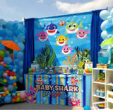 Baby Shark 6X6 Table Banner Backdrop with 6ft Table Wrap/ Step & Repeat, Design, Print and Ship!