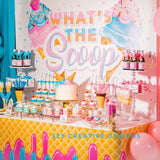 Ice Cream Gender Reveal ”What’s the Scoop” 6X6 Table Banner Backdrop with 6ft Table Wrap, Design, Print & Ship!