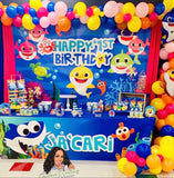 Baby Shark 8x6 Table Banner Backdrop with 8ft Table Wrap/ Step & Repeat, Design, Print and Ship!