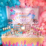 Ice Cream Gender Reveal ”What’s the Scoop” 6X6 Table Banner Backdrop with 6ft Table Wrap, Design, Print & Ship!