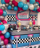 1950's Diner  6X6 Table Banner Backdrop with 6ft Table Wrap/ Step & Repeat, Design, Print and Ship!