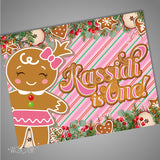 Pink Gingerbread Winter 5x6 Table Banner Backdrop/ Step & Repeat, Design, Print and Ship!