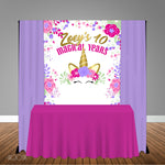 Unicorn Floral 5x6 Table Banner Backdrop/ Step & Repeat, Design, Print and Ship!