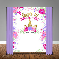 Unicorn Floral 6x8 Banner Backdrop/ Step & Repeat Design, Print and Ship!