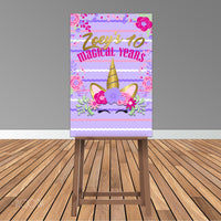 Unicorn Floral 5x6 Table Banner Backdrop/ Step & Repeat, Design, Print and Ship!