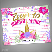 Unicorn Floral 5x6 Table Banner Backdrop/ Step & Repeat, Design, Print and Ship!