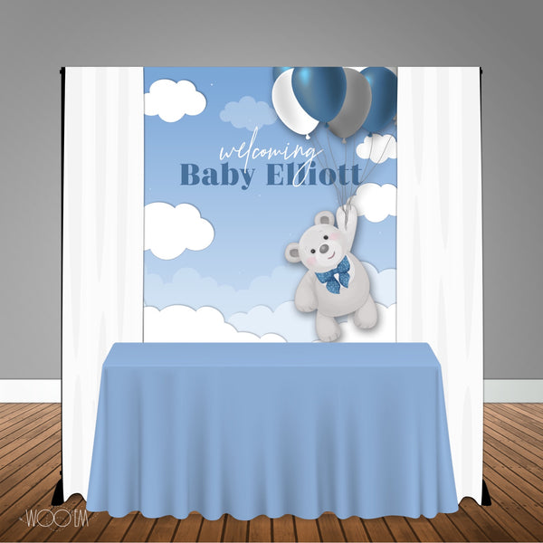 Teddy Bear Balloons 5x6 Table Banner Backdrop/ Step & Repeat, Design, Print and Ship!