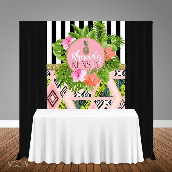 Tropical Pink 5x6 Table Banner Backdrop/ Step & Repeat, Design, Print and Ship!