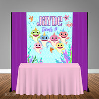 Shark Pastel 5x6 Table Banner Backdrop/ Step & Repeat, Design, Print and Ship!