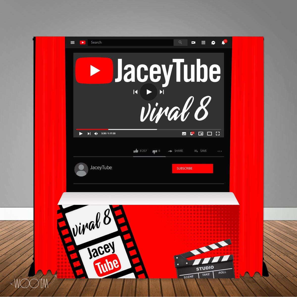 6x6 Rtablr Design YouTube themed 6X6 Table Banner Backdrop with 6ft Table Wrap/ Step & R ...