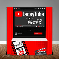 YouTube themed 6X6 Table Banner Backdrop with 6ft Table Wrap/ Step & Repeat, Design, Print and Ship!