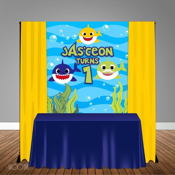 Shark Male 5x6 Table Banner Backdrop/ Step & Repeat, Design, Print and Ship!