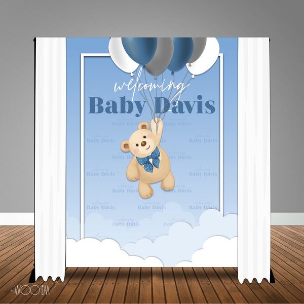Bear and Balloons Baby Shower 6x8 Banner Backdrop/ Step & Repeat Design, Print and Ship!