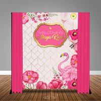 Pink & Gold Flamingo Baby Shower 6x8 Banner Backdrop/ Step & Repeat Design, Print and Ship!