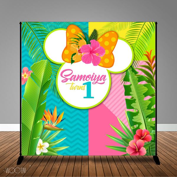 Tropical Minnie Mouse Themed 8x8 Banner Backdrop/ Step & Repeat, Design, Print and Ship!
