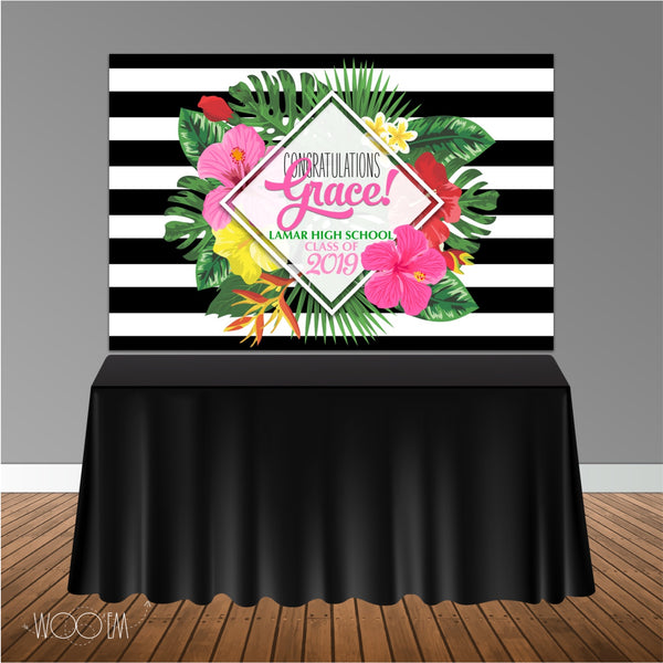 Tropical 6x4 Candy Buffet Table Banner Backdrop/ Step & Repeat, Design, Print and Ship!