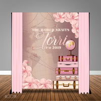 Travel Rose Gold 6x8 Banner Backdrop/ Step & Repeat Design, Print and Ship!