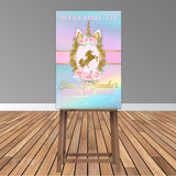 Floral Framed Unicorn 6x8 Banner Backdrop/ Step & Repeat Design, Print and Ship!