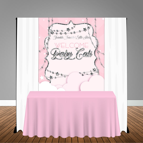 Twinkle Star Baby Shower 5x6 Table Banner Backdrop Design, Print and Ship!