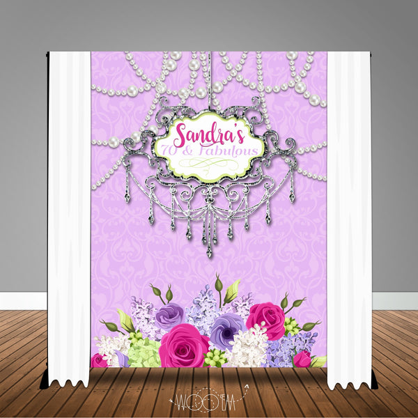 Pearls & Floral 6x8 Banner Backdrop/ Step & Repeat Design, Print and Ship!
