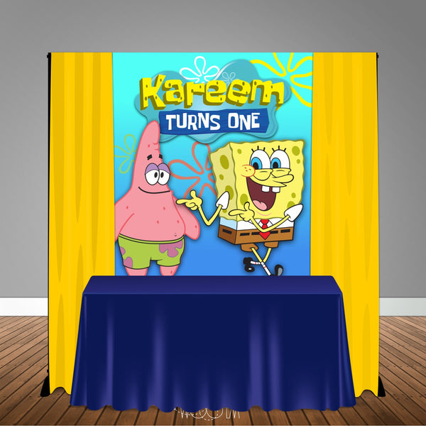 Sponge Bob Patrick Star 5x6 Table Banner Backdrop/ Step & Repeat, Design, Print and Ship!