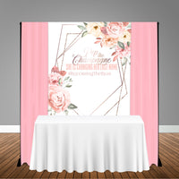 Pink Coral Rose Gold Floral 5x6 Table Banner Backdrop/ Step & Repeat, Design, Print and Ship!