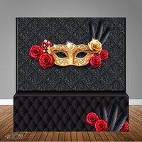 Masquerade 8x8 Table Banner Backdrop with 8ft Table Wrap/ Step & Repeat, Design, Print and Ship!