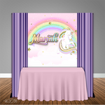 Unicorn Rainbow Glitter 5x6 Table Banner Backdrop/ Step & Repeat, Design, Print and Ship!