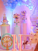 Pastel Pink Carnival Circus Themed 8x8 Backdrop / Step & Repeat, Design, Print and Ship!