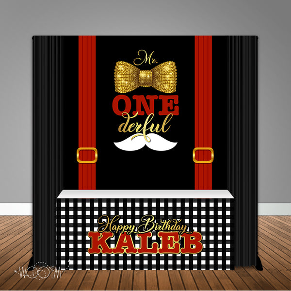 Mr. ONEderful 6X6 Table Banner Backdrop with 6ft Table Wrap/ Step & Repeat, Design, Print and Ship!