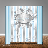Winter Wonderland Blue Snowflake 6x8 Banner Backdrop/ Step & Repeat Design, Print and Ship!