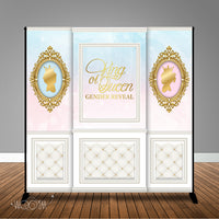 King or Queen Gender Reveal 8x8 Backdrop/Step & Repeat, Design, Print and Ship!