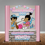 Pebbles & Bam Bam Gender Reveal  6X6 Table Banner Backdrop with 6ft Table Wrap, Design, Print and Ship!